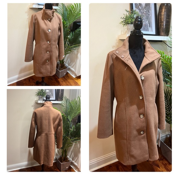 CALVIN KLEIN Walker Tobacco Melange Single-breasted Peacoat Infinite Stretch Lrg - Picture 2 of 12